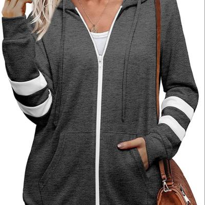 China 2021 breathable women's autumn and winter new solid color cardigan zipper pullover hoodie for sale