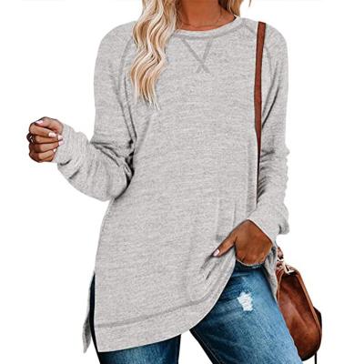 China 2021 Anti-wrinkle Explosive Neckline Cross-fashion White-match All-match Loose Round Neck Sweater for sale