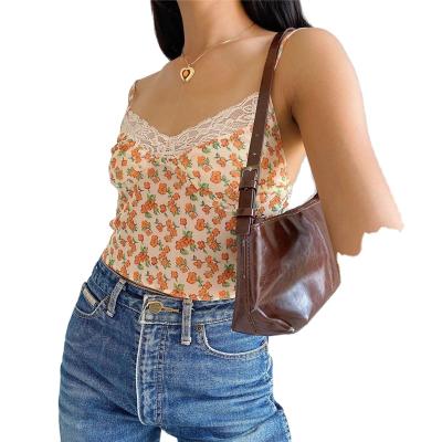 China Hot-selling Women's Lace Collar Side Halter Backless Floral Camisole QUICK DRY for sale