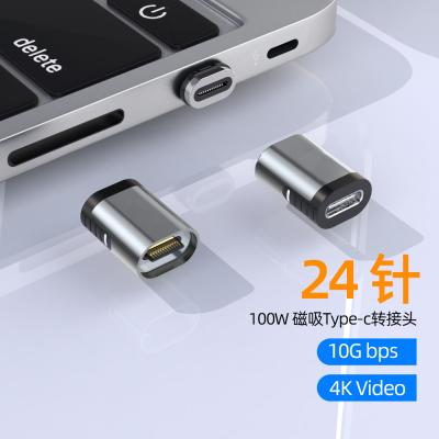 China Wholesale Mini Portable Usb C Adapter 24Pins Magnetic Type C Connector Palladium 100W Right Angle Quick Charge C Adapter For Iphone Charging Cables for sale