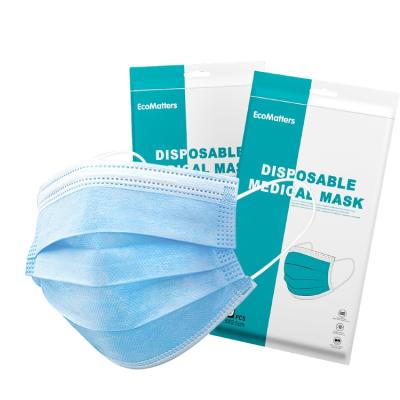 China Hot Selling Antibacterial White Listing 3 Ply Disposable Nonwoven Medical Surgical Face Mask With IIR Type CE for sale