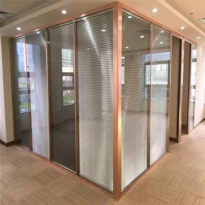 China Easy Installation Mounted Gold Aluminum Partition And Glass Partition For Office Hotel And Hospitals for sale