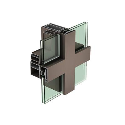 China Modern Frame A72 Curtain Wall Series Exposed Glass Facade Window Wall Glass Wall Unitized for sale