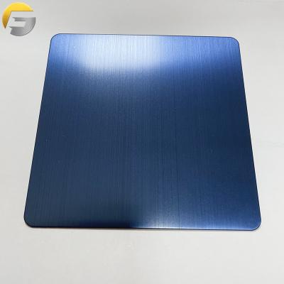 China Fast Delivery Cheap Building Field VV052 PVVD Coated Sapphire Blue Brushed Plate Hotel Mirror Stainless Steel Decorative Sheet for sale