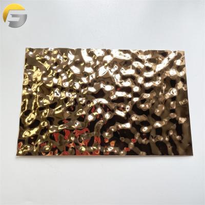 China ZB176 316 201 3D Wall Sus 304 Embossing Gold Color Stainless Steel Sheets For Ceilling Decoration Wall Panel Metal Sheets for sale