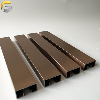 China V0347 China Supplier Modern U-Shape Decorative Brown Perforating Stainless Steel Tile Trim For Home Floor Edge Trim for sale