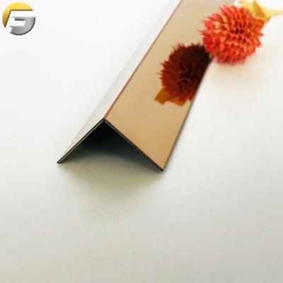 China WL043 Contemporary Rose Gold V-Grooved Strip Tile Edge Curving Corner Stainless Steel Tile Trim for sale