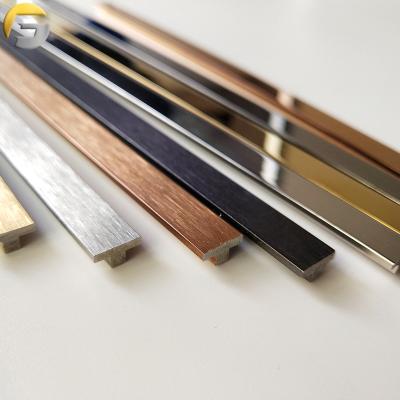 China Modern V0679 Various Colors Waterproof Solid T Shape Stainless Steel Tile Trim Flooring Trim For Sale for sale