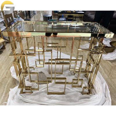 China WL295 New Design Sleek Modern Hotel Stainless Steel (Height) Adjustable And Highly Polished Villa Living Room With Glass Top Coffee Tables for sale