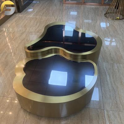 China Stylish modern classic hotel stainless steel (new fashion other)WL523 adjustable and villa living room gold and black combination coffee tables for sale