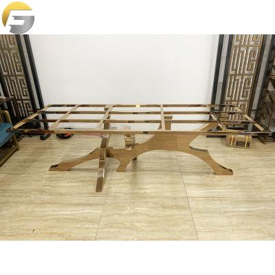 China (Factory Price Other)V0677 Special Adjustable Form Glossy Rose Gold Stainless Steel Coffee Table Base Legs With Welded Square Top for sale