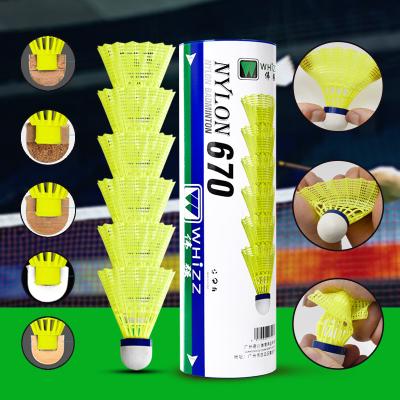 China Newcomer 2022 Strong WHISTLE Super Durable 5(g) Stable Flight White/Yellow Nylon Badminton Shuttlecock For Racket for sale