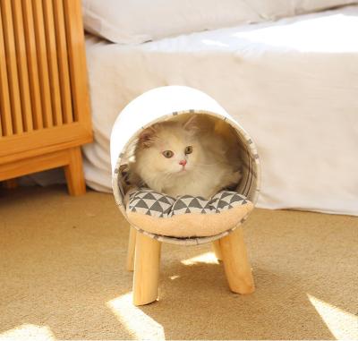 China 2021 Travel Dismountable Detachable Wooden Bed Cat Sofa Bed Small Indoor Dog Cat Hammock Pet Bed Hammock Washable Pet Kennel for sale