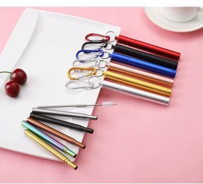 China Amazon Viable Hot Sale Stainless Steel Collapsible Metal Straw Set Reusable Collapsible Straw With Case for sale