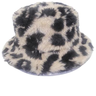 China Plush hat woman fall and winter fashion wild fisherman's hat leopard print street fashion warm bucket hat for sale