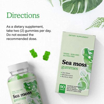 China Beauty Products Organic Sea Moss Gummies Vegan Wildcrafted Bladderwrack Supplements Dietary Supplement Seamoss Raw Seaweed Gummy for Keto-detox for sale