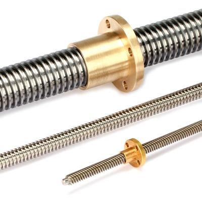 China Hotels Stainless Steel Screw Shaft 8mm TR8 Lead Spindle 1mm 2mm Lead Trapezoidal CNC Lead Screw for sale