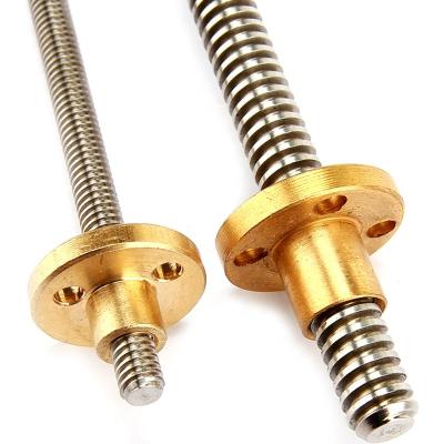 China Hotels 2mm Length1000mm CNC 3D Printer Parts Trapezoidal Rod T10 Lead Screw Thread 10mm Lead With Brass Nut for sale