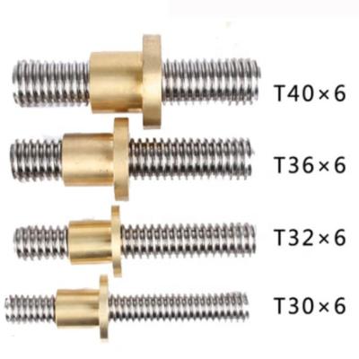 China Hotels Customize Trapezoidal Leadscrew TR14*3mm Lead Thread Pitch 3mm Screw With Nut Flange for sale