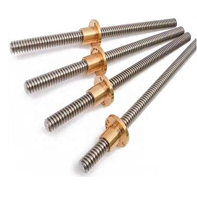 China Hotels CNC Lead Screw 32mm Rod Trapezoidal Brass Lead Screw Threaded Trapezoidal Tr32*6mm for sale