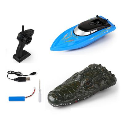 中国 RC Hobby 2 in 1 RC Boats for Pool, 10km/H 2.4G Mini Speed ​​Remote Control Racing Boat with Disassembled Simulation Crocodile Head Spoof Toy 販売のため