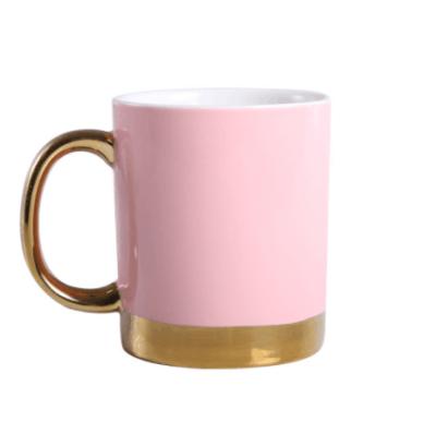 China 300ml Viable European Style Rose And Black Coffee Mug Ceramic Mug With Gold Handle Ceramic Coffee Cup And Mugs With Gold Line for sale