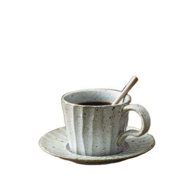 China Sustainable Ceramic Coffee Mug With Tray And Spoon Japan Style Brief Mugs And Pottery Mugs With Handle for sale