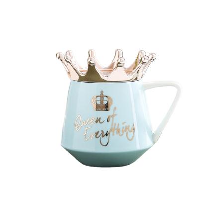 China Coffee Cup Spoon Crown Lid Beverage Mug Drinkware Heat Resistant Heat Resistant Afternoon Breakfast for sale