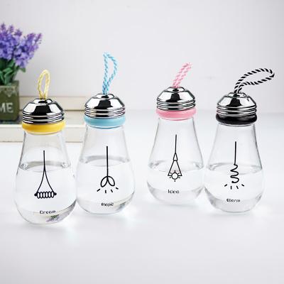 China Viable Creative Light Bulb Bottle, Milky Beverage Fruit Tea Fruit Juice Bottle With Lid Mini Greenhouse For Home Shop Tea Lamp Light Bulb Bottle for sale