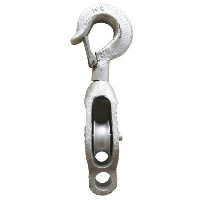 China Hook GALVENIZED MALLEABLE IRON - SINGLE CAST STEEL BLOCK PULLEY WITH HOOK 2 TO 9 INCHES 10 to 32MM DIA. OF ROPE for sale