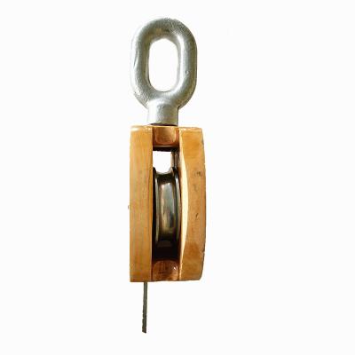 China SINGLE JIS WOODEN WOODEN PULLEY WITH EYE 3 TO 12 INCH 500-5000LBS FOR ROPE for sale