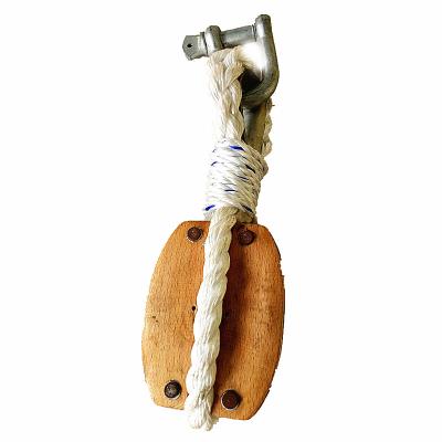 China ROPE WOOD NYLON WOODEN BLOCK SINGLE WHEEL FOR 12-18MM ROPE SIZE 120-180MM DIAMETER for sale