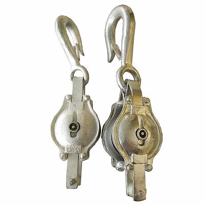 China Hook GALVENIZED MALLEABLE IRON SHELL BLOCK FOR SHACKLE ROPE TRIPLE PULLEY WITH LOOSE HOOK for sale