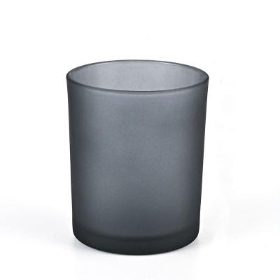 China New Fashion Multi-scenario Glass Jars Gray Matted Candle Jars Candle Vessels Glass Jar With Lid for sale