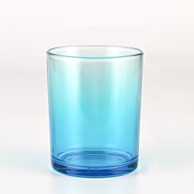 China Multi-scenario Hot Selling Gradient Glass Ramp Colored Empty Candle Glass Container Vessel Candle Jars for sale