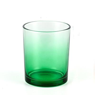 China Wholesale Popular Glass Green Vessel Ramp Multi-Scenario Gradient Glass Candle Jars Glass Candle Cup 8Oz for sale