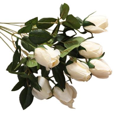 China New Products Artificial Rose Flowers Silk White Decor Durable Customized Decorative Flowers for sale