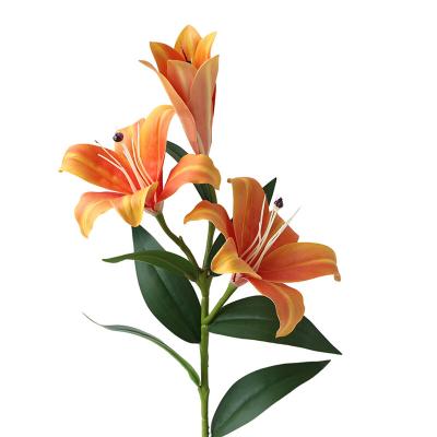 China Wholesale Durable Outdoor Home Decor Lily Flower Yellow Artificial Flowers Artificial Flowers for sale