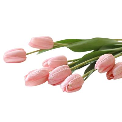 China Popular Wholesale Durable Artificial Tulip Flower Pink Flowers Artificial Decorative Silk Flowers for sale