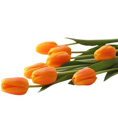 China Durable Popular Wholesale Gift Artificial Flower Silk Flowers Tulip Silk Orange Artificial Flower High Quality for sale