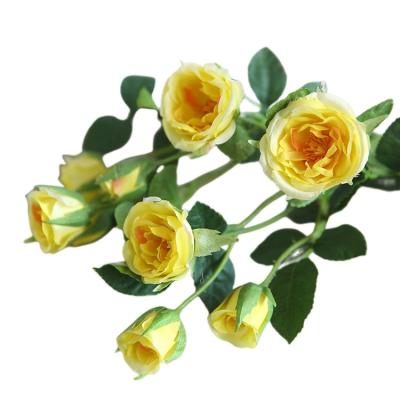 China Wholesale Durable Artificial Silk Flowers Home Decor Rose Flowers Silk Yellow Artificial Flower for sale