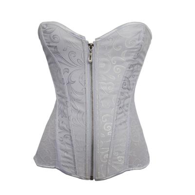 China Breathable Size Xs-3Xl 260G Plus Weigh Lace Abdomen Base Zipper Corset Top White Sexy Women For Training for sale