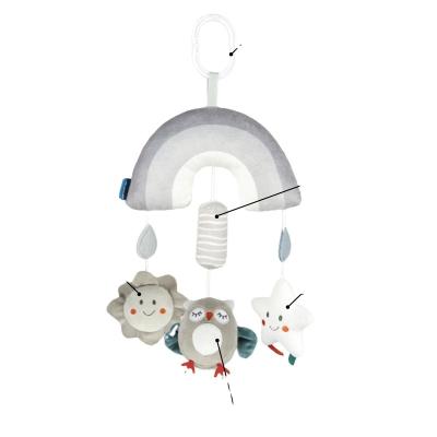 China OEM ODM Baby Toy New 0-3 Stroller Musical Mobile Hanging Gray Animal Wind Chime Bed Bell Plush Toy Actions Wholesale for sale