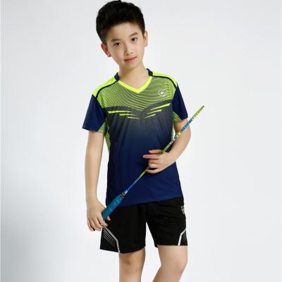 China Fabric: 100% Polyester Breathable Good Quality Sublimated Print Kids Badminton Jersey Youth Sportswear Polyester Shirts Skirts Short Sleeve Football Uniform Set for sale