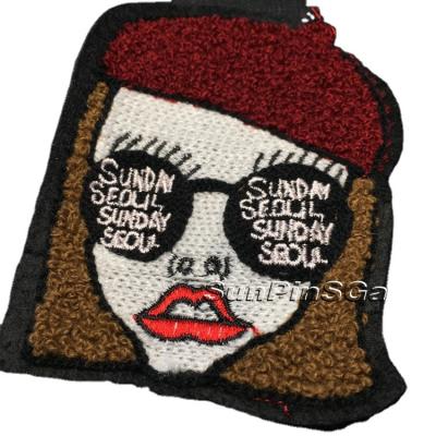 China custom 3D towel sticker on chenille patch badge China supplier for sale