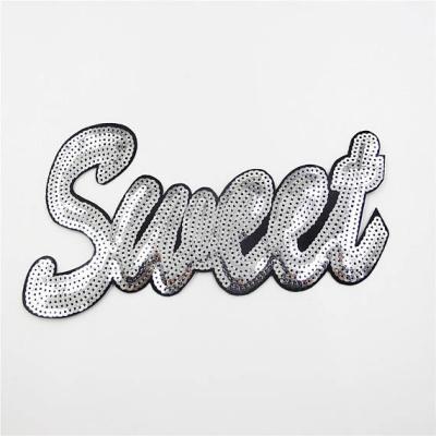 China custom 3D iron on sequin embroidery patches for clothes with low price for sale