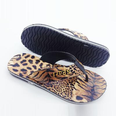 China Anti-Smell Kind Leopard Pattern Flip Flops PVC Servo Control Popular Men Slippers for sale