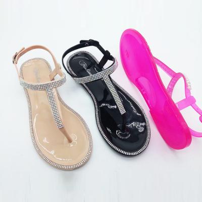 China Diamond Anti-slippery Decoration Transparent PVC Jelly Slippers for sale