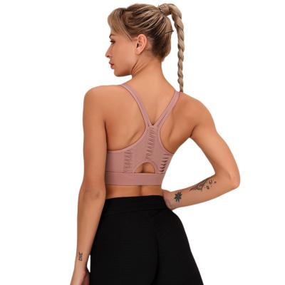 China 2021 Women Breathable Fashion High Quality Vest Sports Lift Up Bra Mesh Gather Pleat Back Shockproof Beautiful Yoga Bra for sale