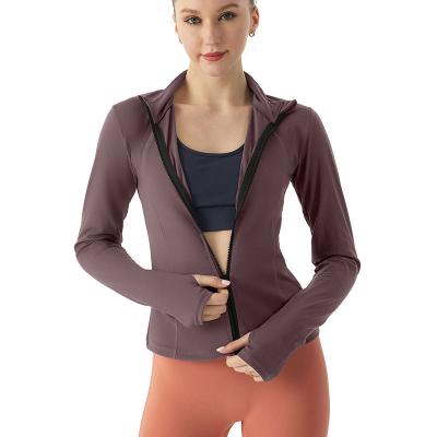 China 2021 Breathable New Turtle Neck Cardigan Workout Clothes Women's Long Sleeve Zipper Yoga Wear Autumn And Winter Tight Sports Jacket Tops for sale